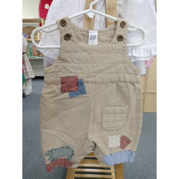 Vintage Baby Gap Hippo Bubble Romper Overall 0-3 Month Patches 90s - Picture 1 of 7
